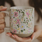 Floral stoneware coffee mug (various)