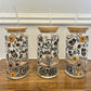 Glass cup with bamboo lid, 20 oz (various patterns)