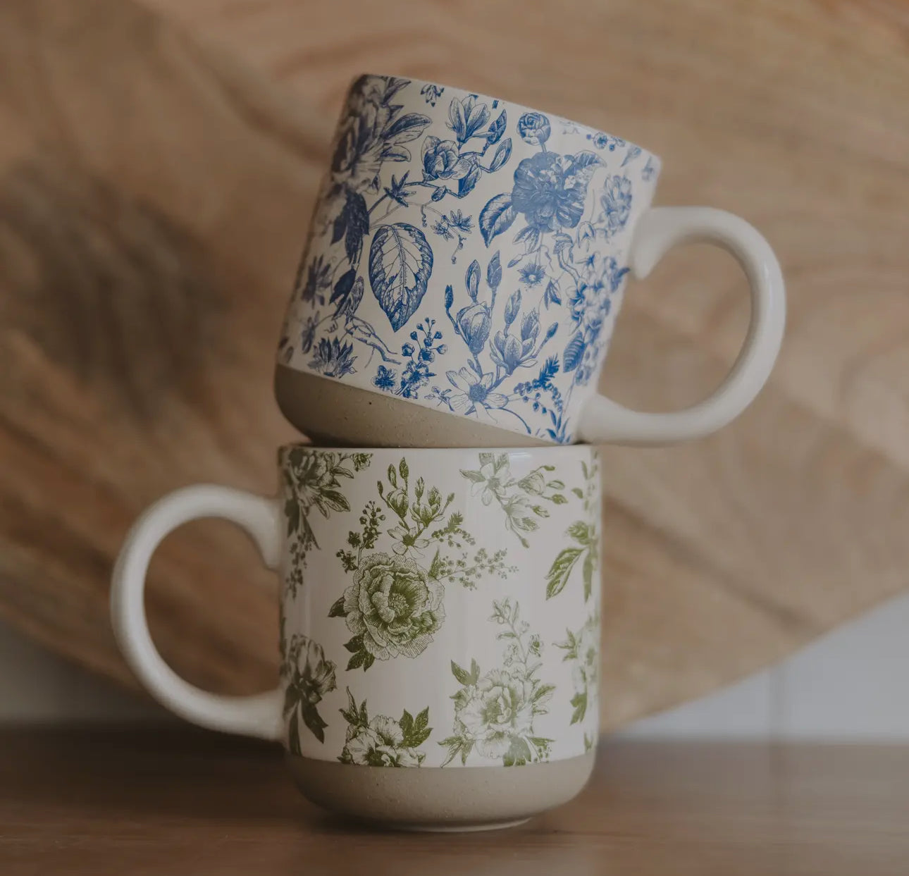 Floral stoneware coffee mug (various)
