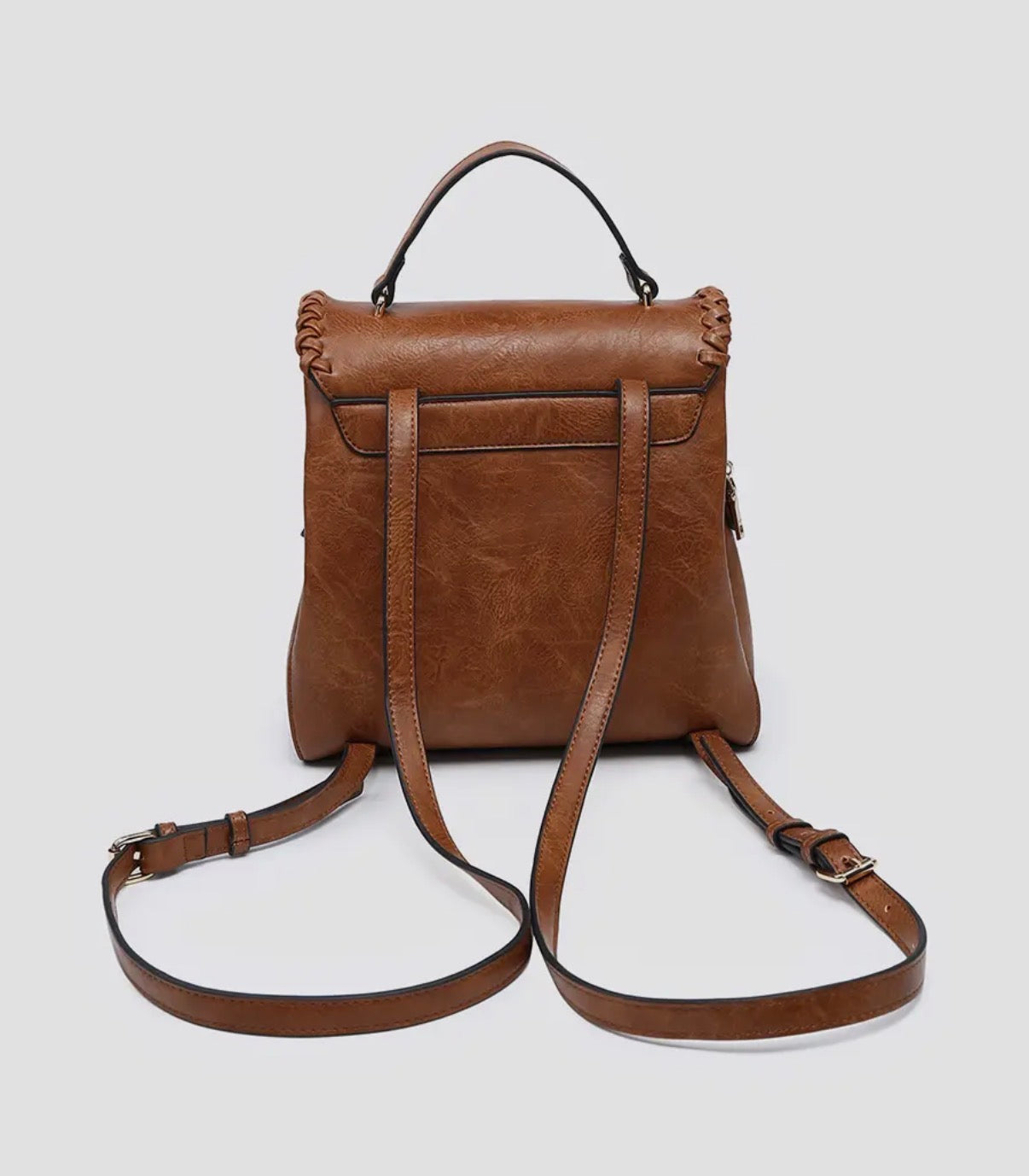 Whipstitch trim backpack purse (various)