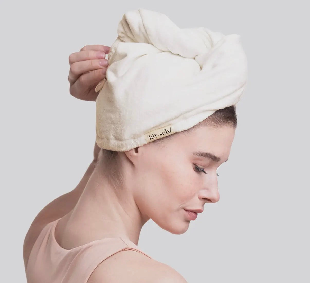 Hair towel turban, ivory