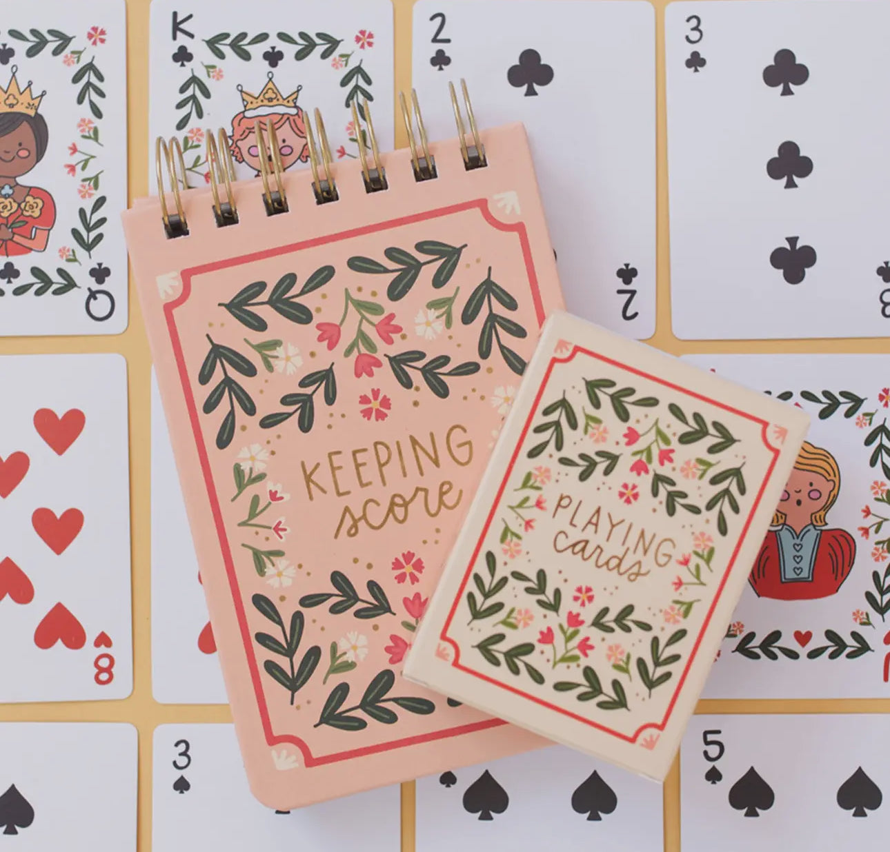 Keeping score notepad and playing card set