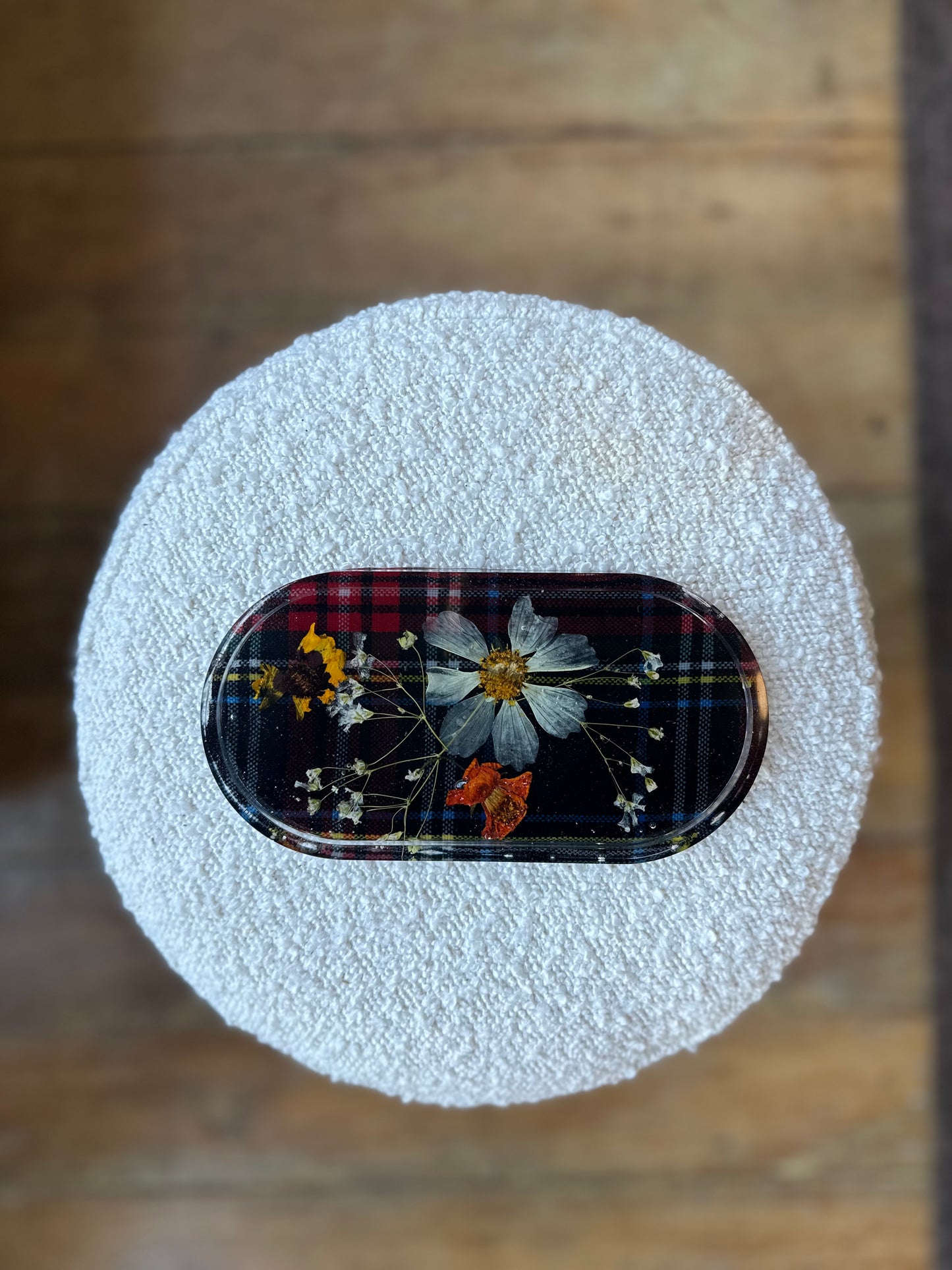 Sunset Spun Handmade resin botanical tray (various)