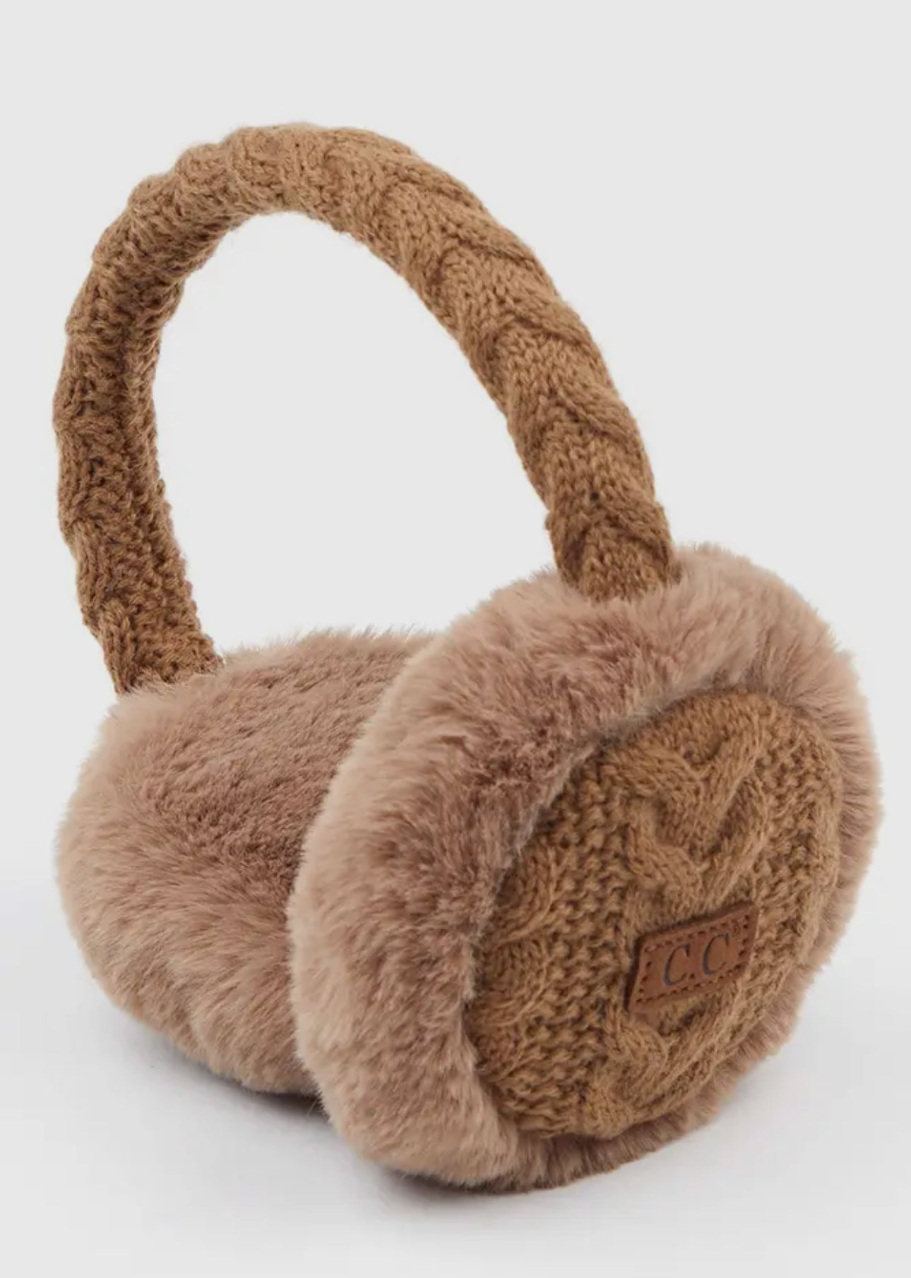 C.C. Cable knit fur earmuffs