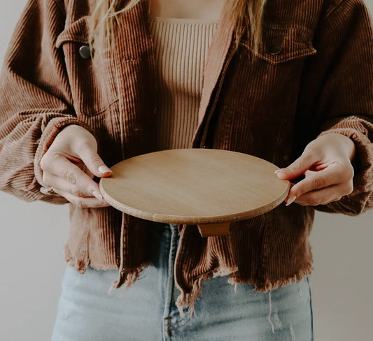 Natural wood pedestal stand