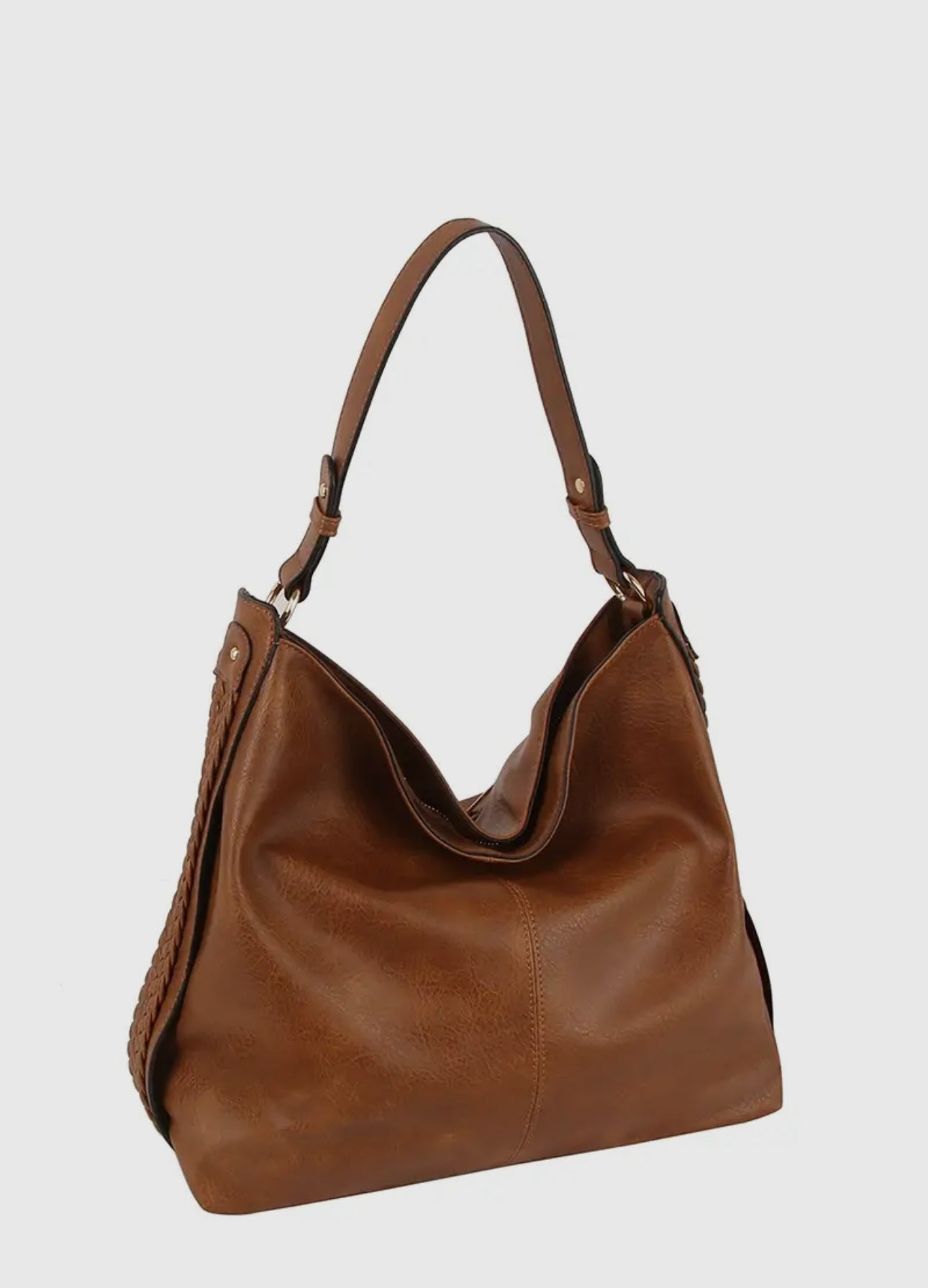 Braided faux leather shoulder bag