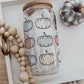 Glass cup with bamboo lid (various patterns)
