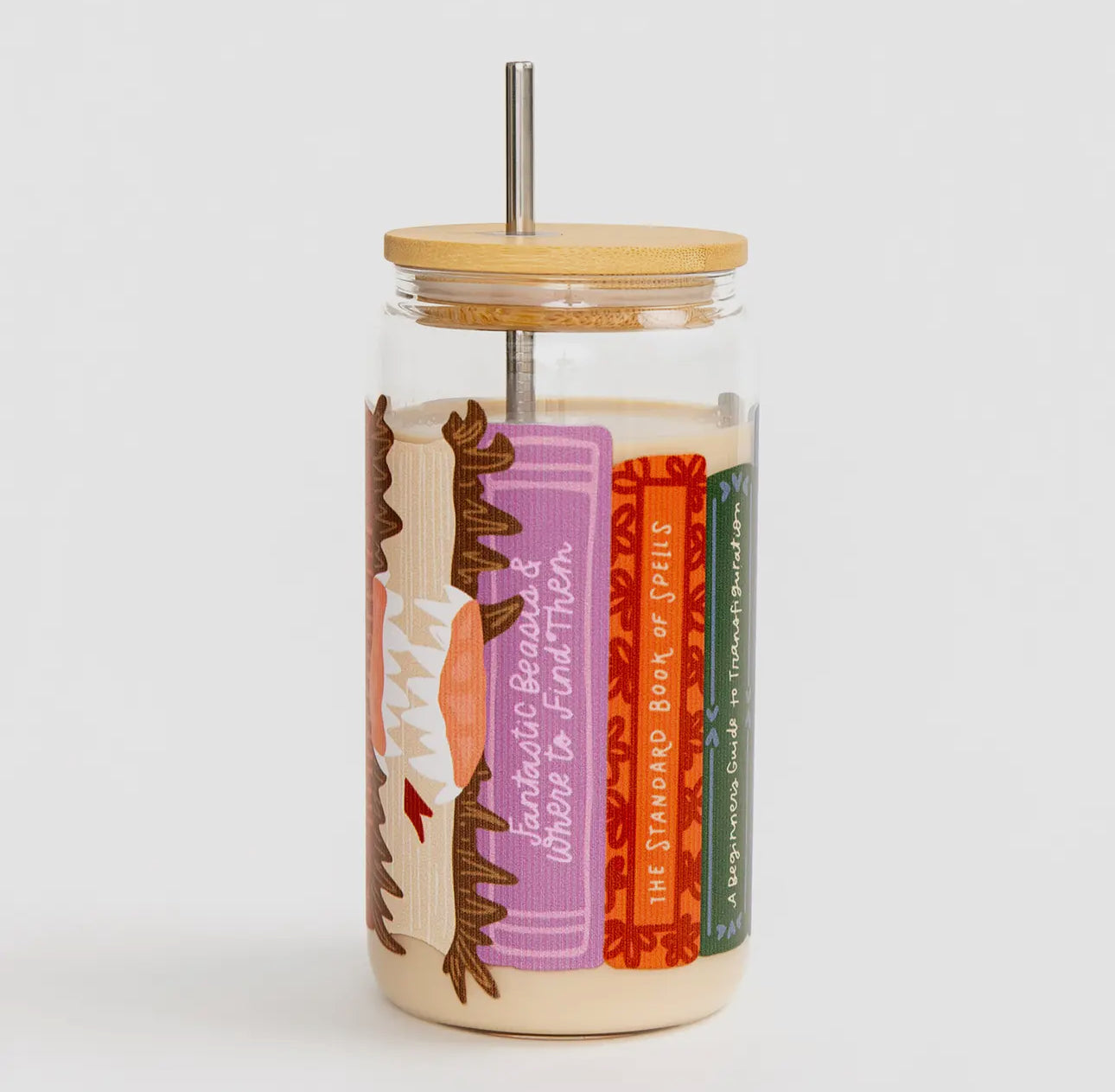 Magic school textbooks glass can w/ bamboo lid