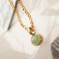 Green stone pendant chain necklace