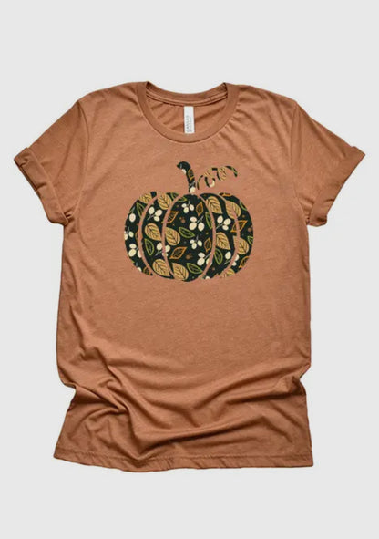 Floral pumpkin crew neck tee