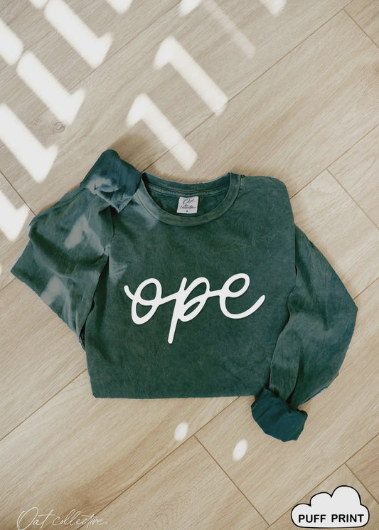 Ope puff mineral washed long sleeve