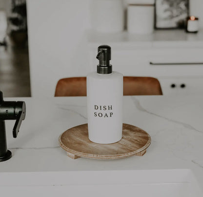Stoneware soap dispenser and dish