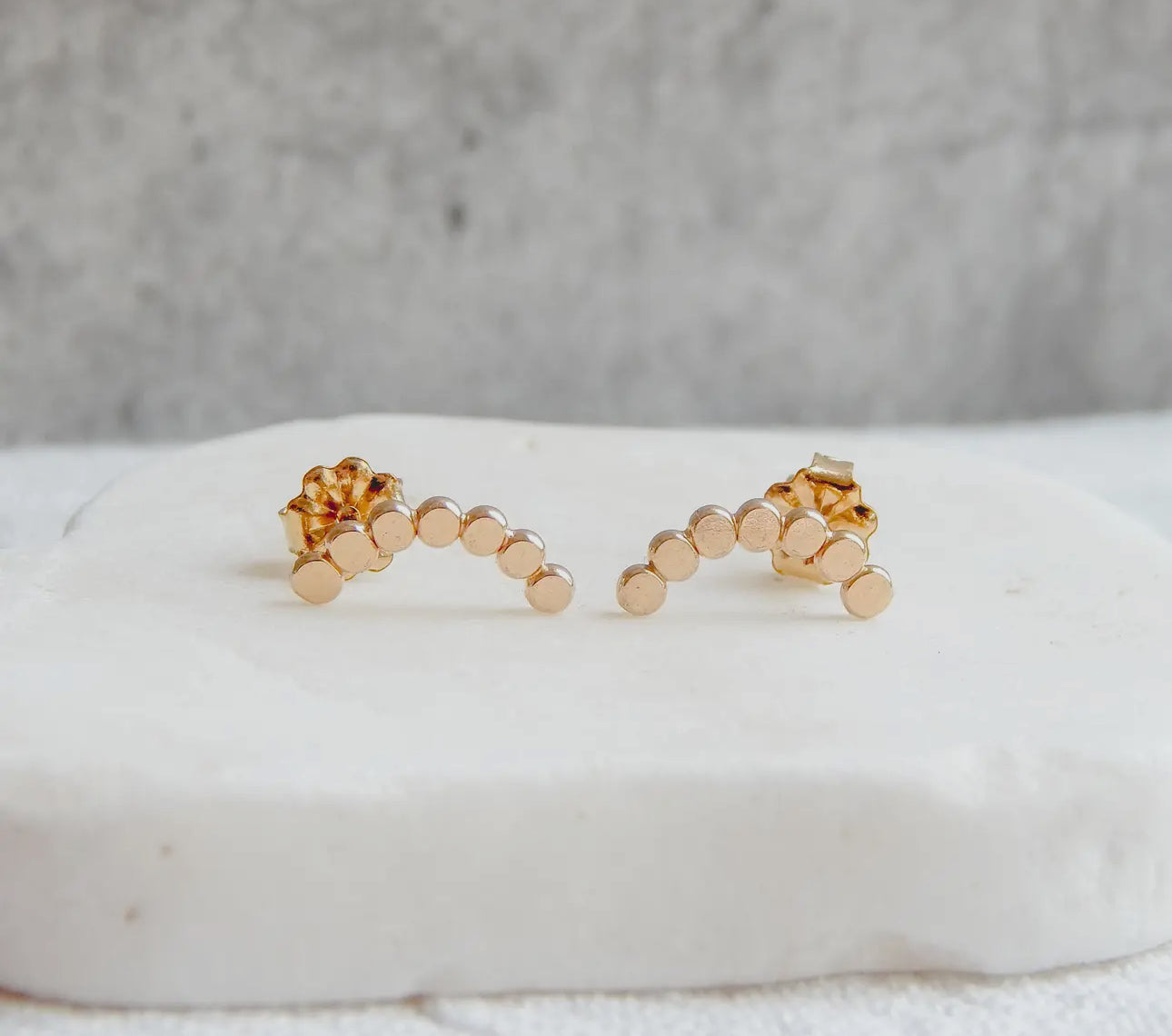 Dotted arc stud earrings (various)