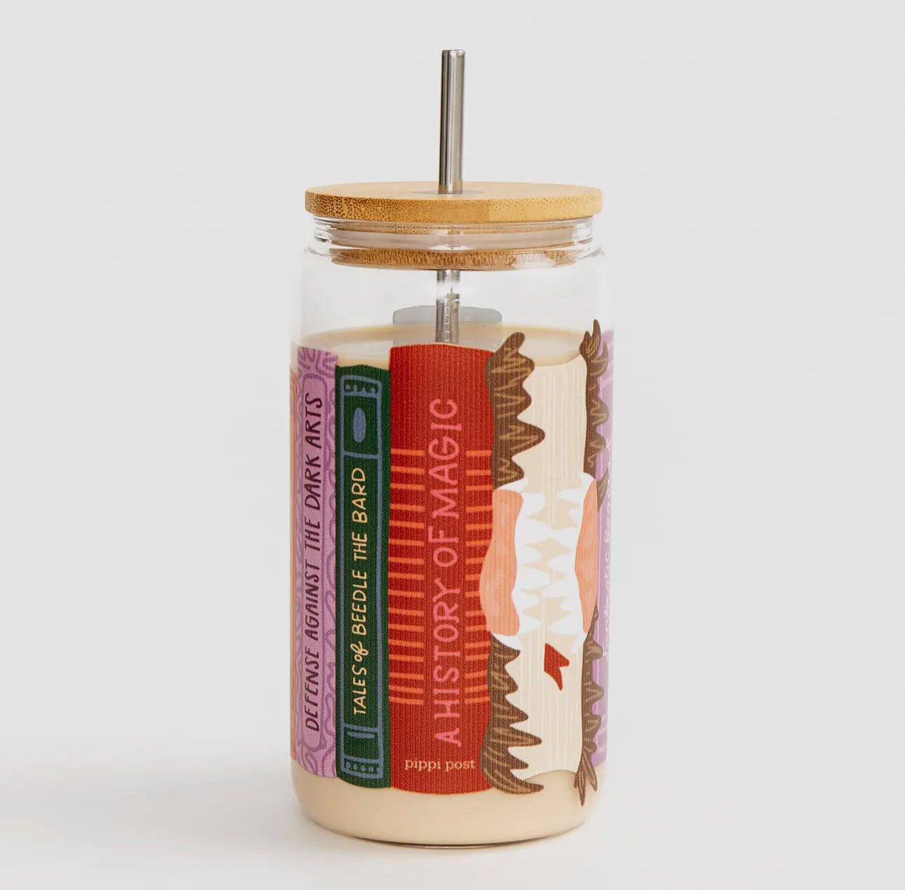 Magic school textbooks glass can w/ bamboo lid