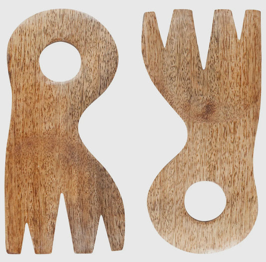 Mango wood salad servers