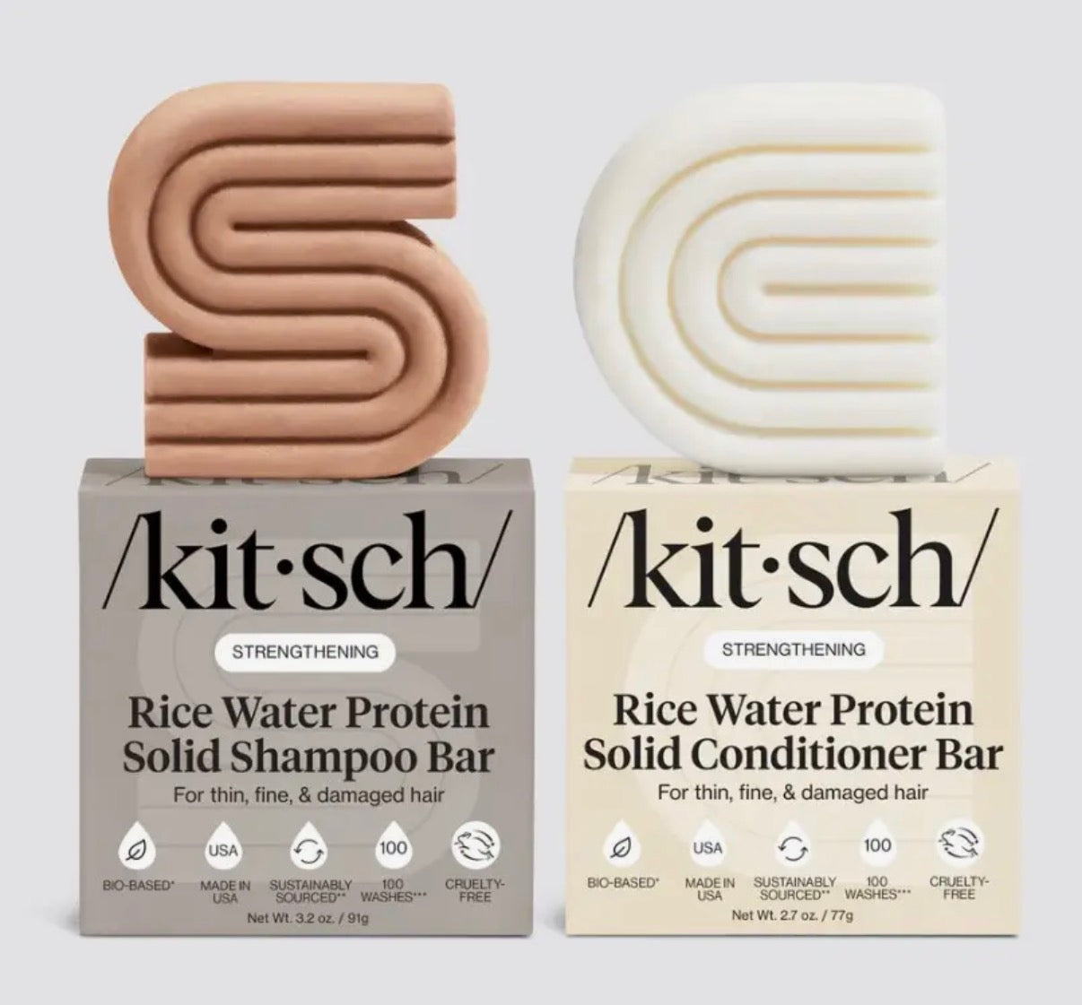 Rice water protein shampoo and conditioner bar set