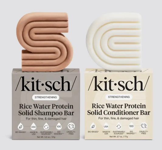 Rice water protein shampoo and conditioner bar set