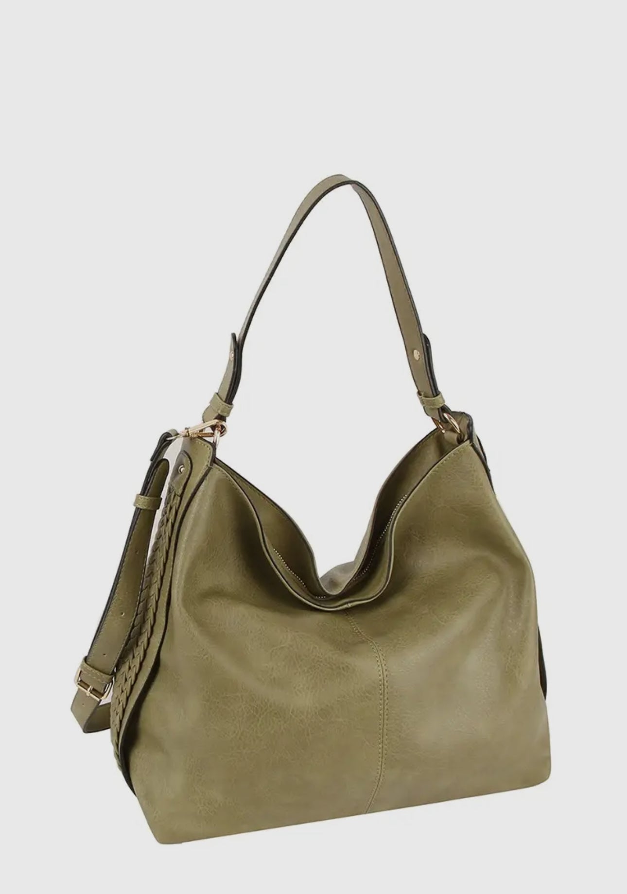 Braided faux leather shoulder bag