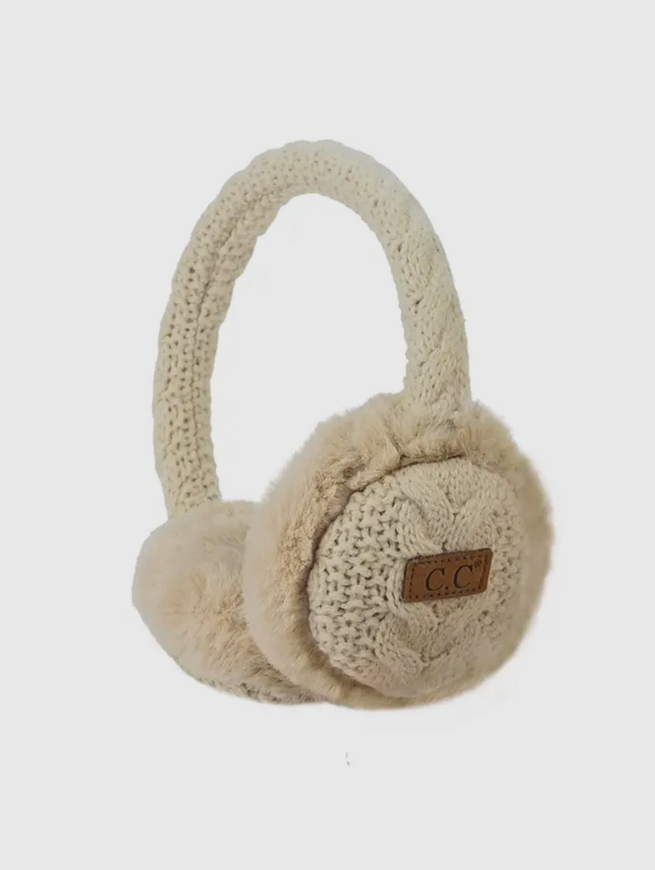 Children's C.C. cable knit fur earmuff