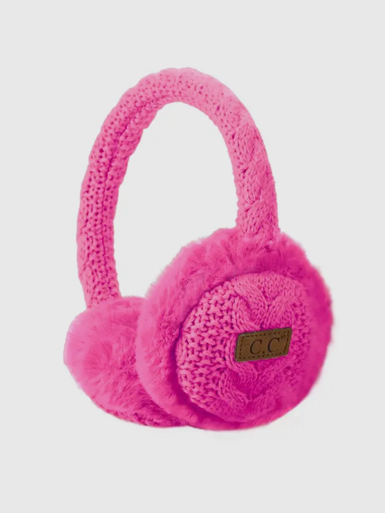 Children's C.C. cable knit fur earmuff