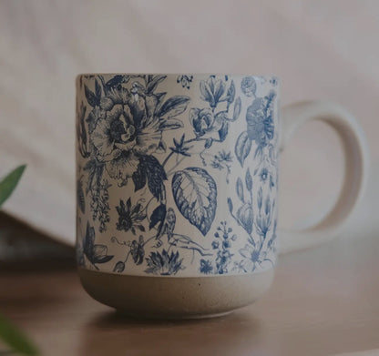 Floral stoneware coffee mug (various)