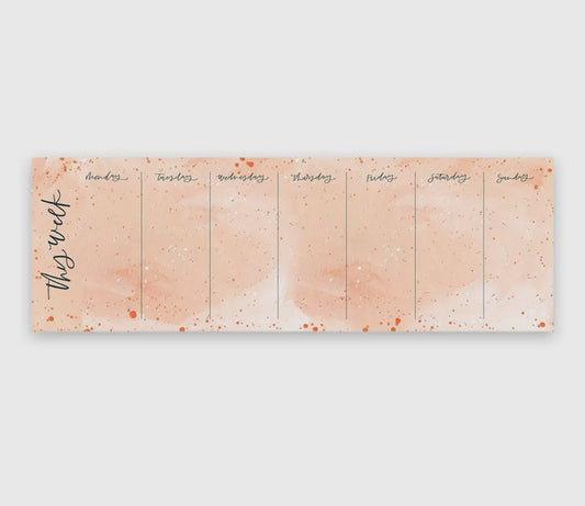 Speckled pink weekly notepad