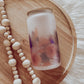 Glass cup with bamboo lid (various patterns)