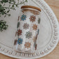 Glass cup with bamboo lid (various patterns)