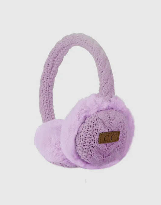 Children's C.C. cable knit fur earmuff