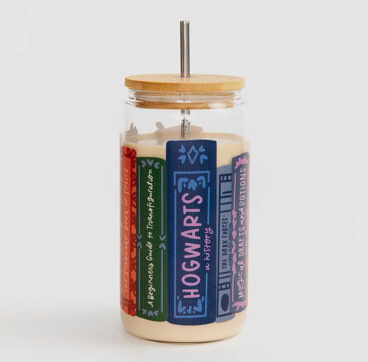 Magic school textbooks glass can w/ bamboo lid