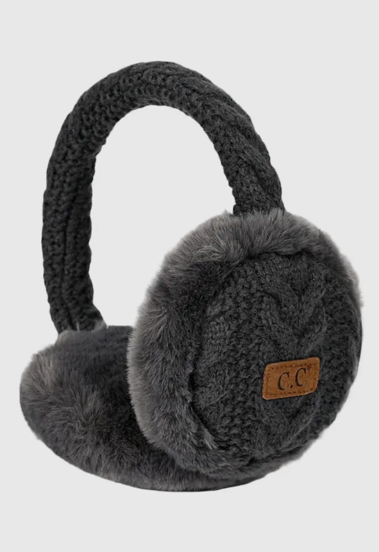 C.C. Cable knit fur earmuffs