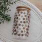 Glass cup with bamboo lid (various patterns)
