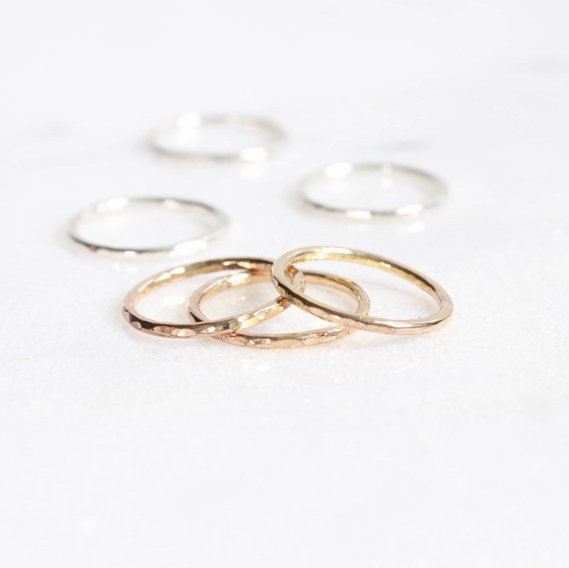 Hammered stacking rings