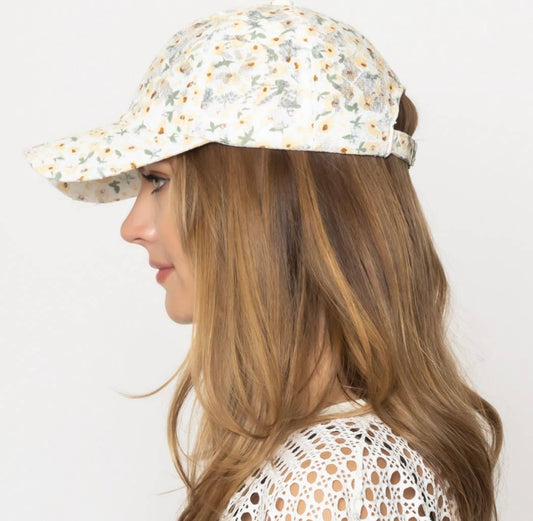 Baseball cap lacey floral print